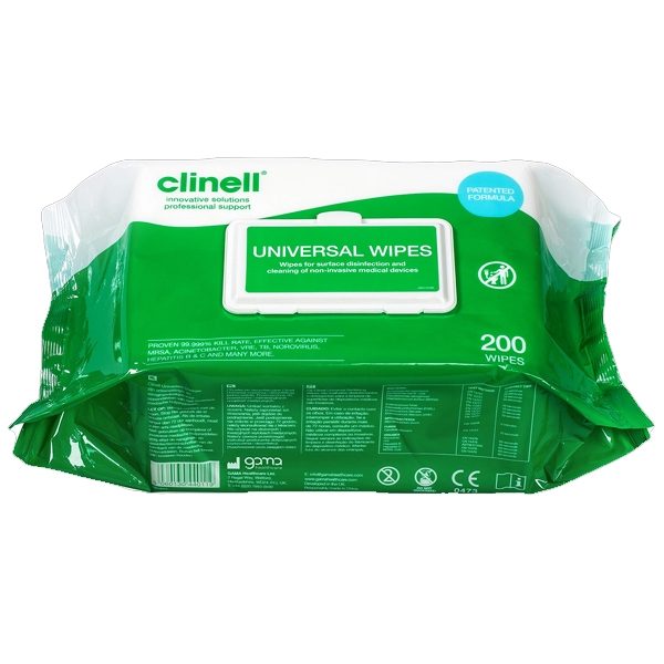 CLINELL Universal 2in1 Cleaning & Disinfectant Wipes x 200