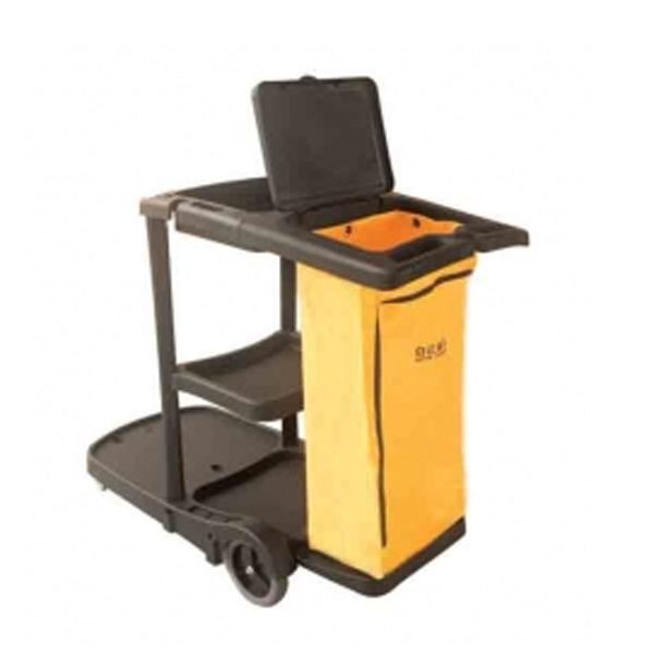 PLASTIC DUAL CLEANING CART INCLUDING BAG x1 YELLOW