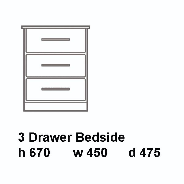 manhattan 3 drawer bedside