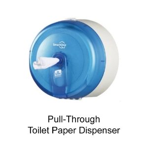 Pull-through toilet tissue dispenser