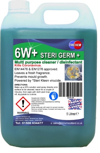 6W+  STERI GERM PLUS 2x5 LTR Multi Purpose Cleaner/ Disinfectant 